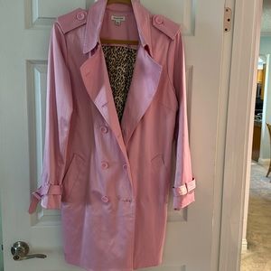 Pink satin finish trenchcoat